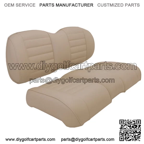 Premium Vinyl Front Seat Cushions for EZGO S6/L6 Express Golf Cart - Beige - Image 2