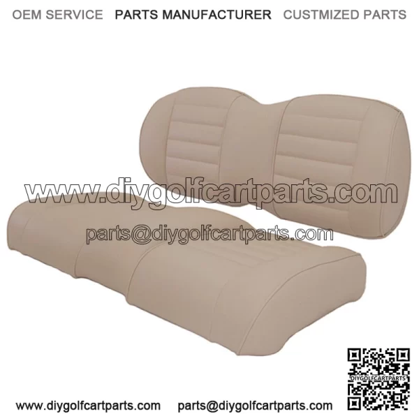 Premium Vinyl Front Seat Cushions for EZGO S6/L6 Express Golf Cart - Beige - Image 3