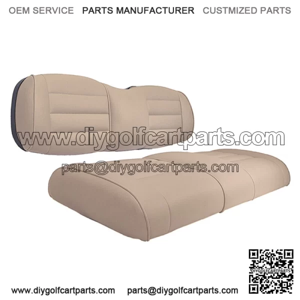 Premium Vinyl Seat Cushions for Mach3 Golf Cart Rear Seat - Light Beige - Image 3