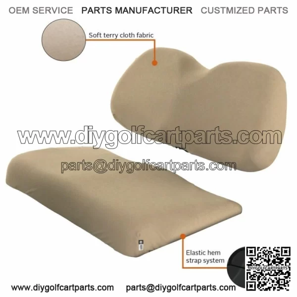 Classic Accessories Fairway Terry Cloth Golf Cart Seat Cover, Light Khaki - Image 2