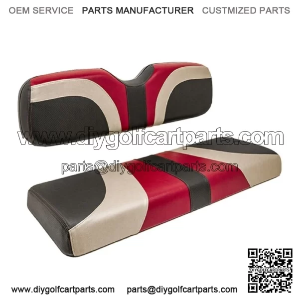 Blade Golf Cart Rear Seat Covers for Genesis 250/300 - Garnet/Champagne/Black - Image 2