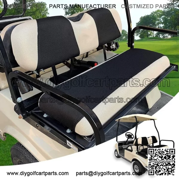 Universal Golf Cart Rear Seat Cover For Yamaha Club Car EZGO Black+Beige