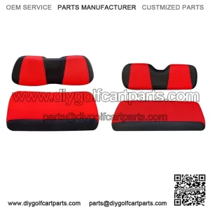 Front and Rear Golf Cart Seat Cover Set for Club Car DS EZGO RXV TXT Red Black