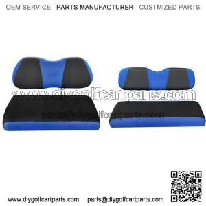Front and Rear Golf Cart Seat Cover Set for Club Car DS EZGO RXV TXT Blue Black
