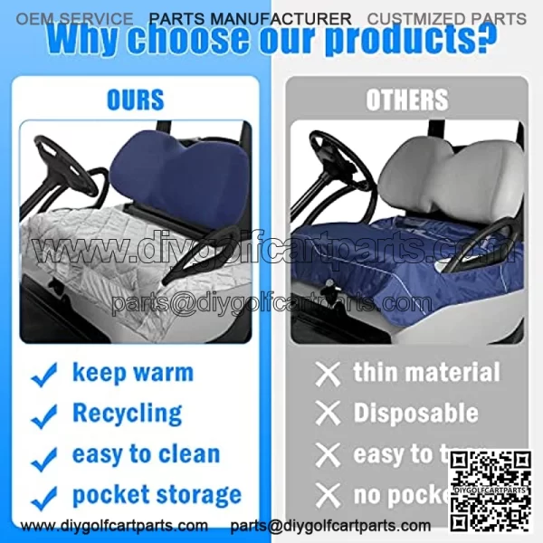 Golf Cart Seat Covers with Pockets,Compatible with EZGO Yamaha Club Car, Golf Cart Seat Blanket Towel Cushion Covers for 2 Passenger Seats Club Car Accessories, Heavy Duty Golf Gift - Image 4
