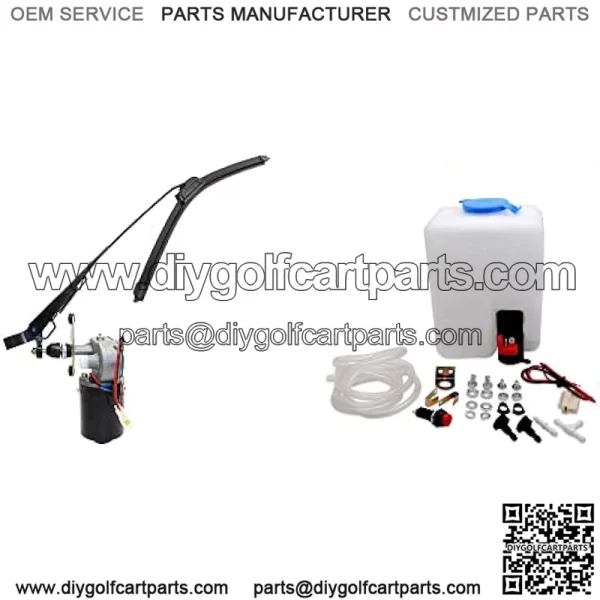 Universal 12V 110 Degree Electric UTV Windshield Wiper Motor Kit with Windshield Washer Pump Kit Fit for Polaris Ranger RZR Kawasaki Honda Pioneer Golf Cart Arm/Blade Size:15.7"/17.7" - Image 4