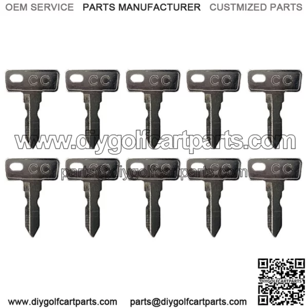 (10) Club Car DS 1982+ Gas/Electric Golf Cart Key Replacement Ignition Keys
