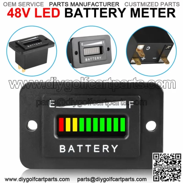 48V LED Battery Indicator Meter Gauge for EZGO Club Car Yamaha Golf Cart Trucks