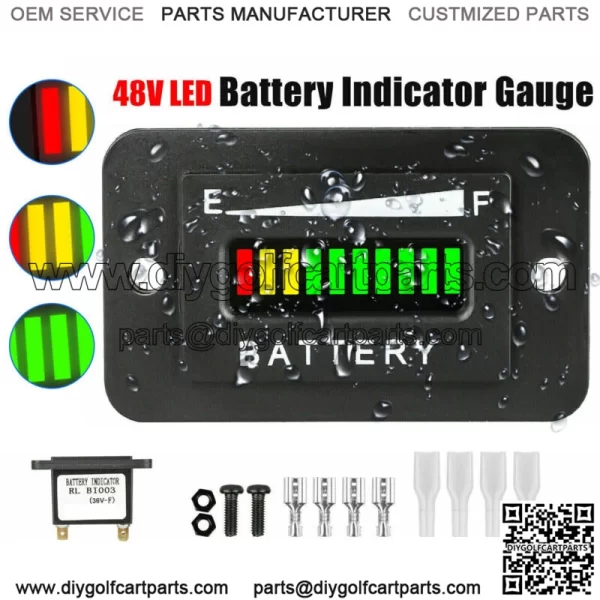 48V Volt Battery Indicator Meter Gauge for Ezgo Club Car Yamaha Golf Cart LED