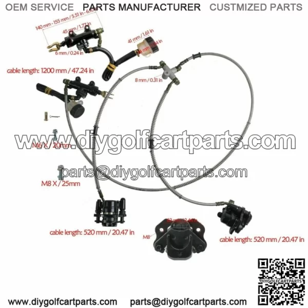 Hydraulic Rear Twin Disc Brake Caliper Master Cylinder For Go Kart ATV Golf Cart