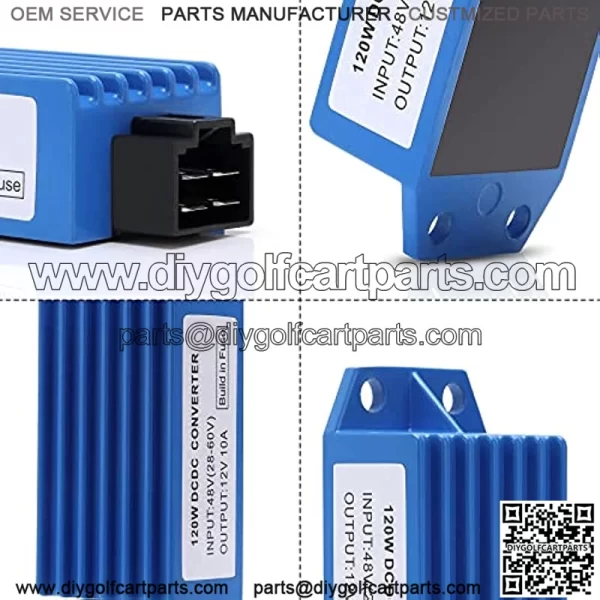 Universal Golf Cart DC Converter 120W Voltage Reducer fit for Golf Cart EZGO Yamaha Club Car (Input 28V-60V, Output 12V 10A) - Image 3