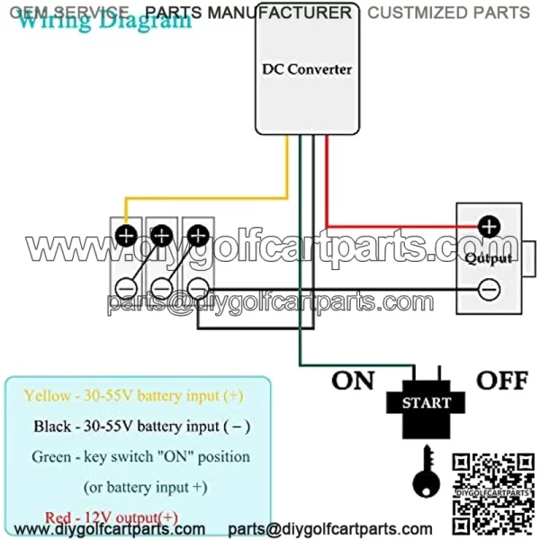 Universal Golf Cart DC Converter 120W Voltage Reducer fit for Golf Cart EZGO Yamaha Club Car (Input 28V-60V, Output 12V 10A) - Image 4