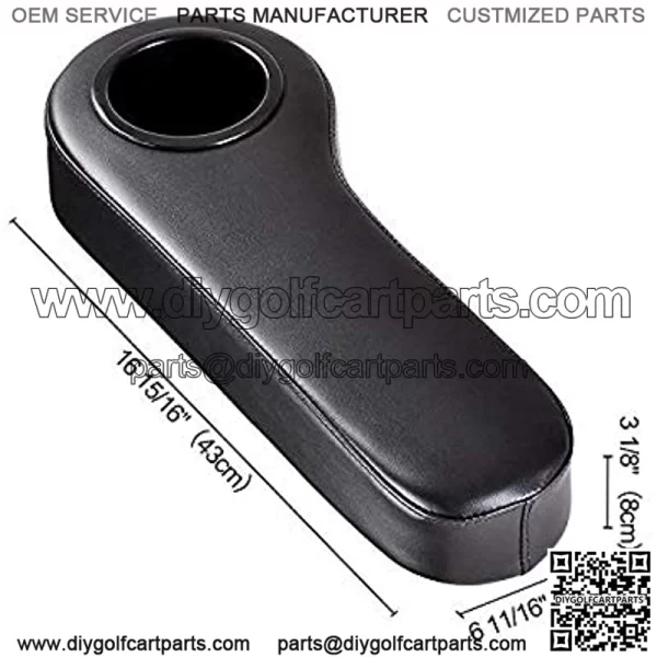 GOLF CART REAR SEAT ARM REST CUSHION CUP HOLDER BLACK FOR EZGO, CLUB CAR, YAMAHA, MORE (2PCS) - Image 2
