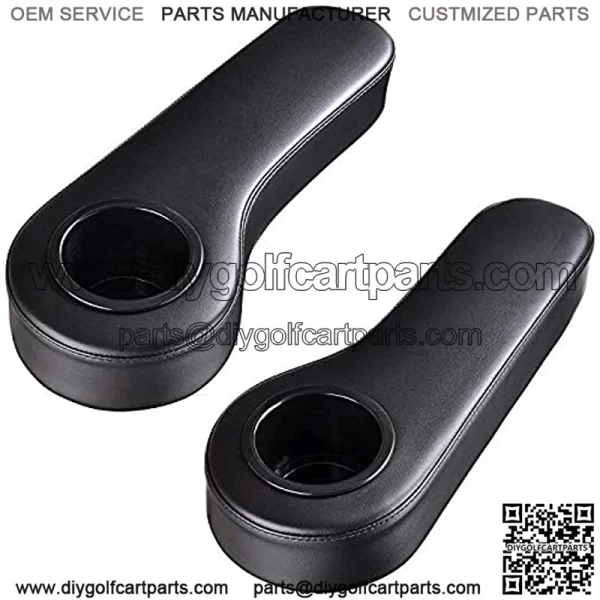 GOLF CART REAR SEAT ARM REST CUSHION CUP HOLDER BLACK FOR EZGO, CLUB CAR, YAMAHA, MORE (2PCS) - Image 3