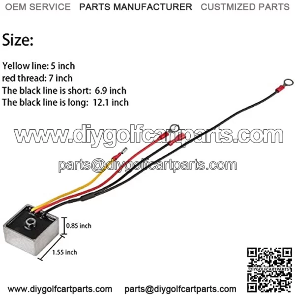 Golf Cart Voltage Regulator Rectifier for Club Car DS 1992 Up 4-Cycle Gas & Carryall Models,Replace OEM 1015777 1027101-01 1027112-01,MPN 6355 - Image 2