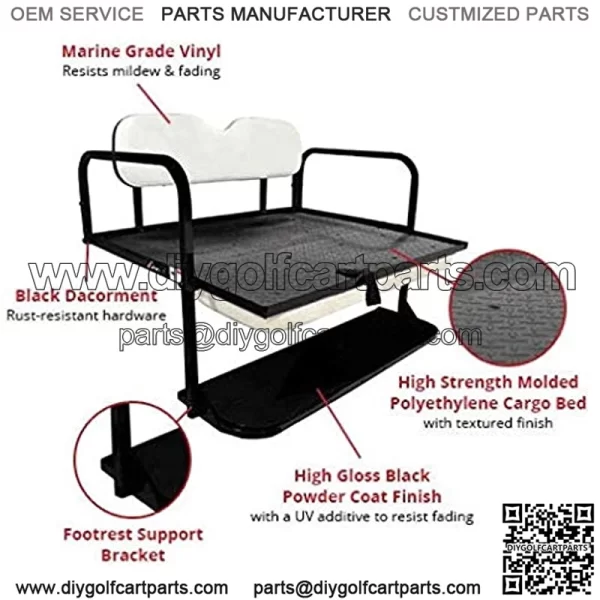 Club Car DS Rear Flip Seat (00.5-Up Models) Steel Frame - Mach1 - Image 2
