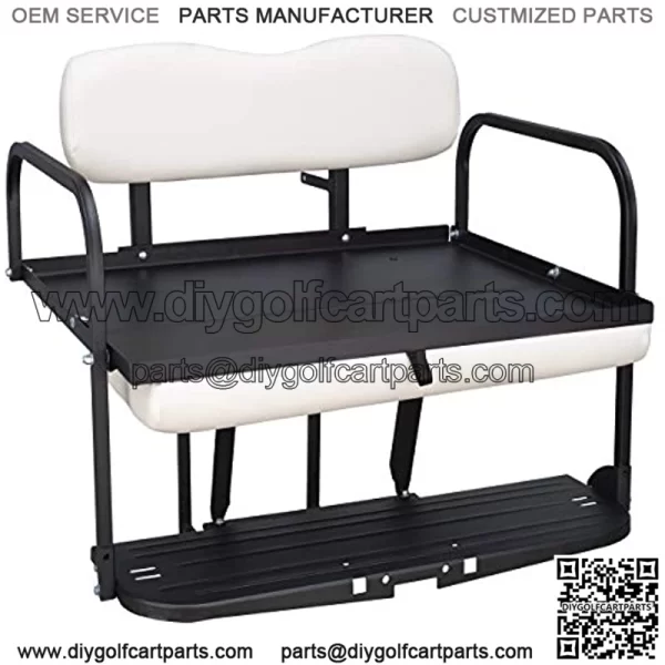 Gusto TXT Golf Cart Flip Folding Rear Back Seat Kit - White - Image 2