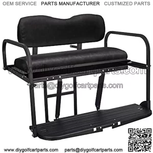 Gusto Club Car DS Golf Cart Flip Folding Rear Back Seat Kit - Black