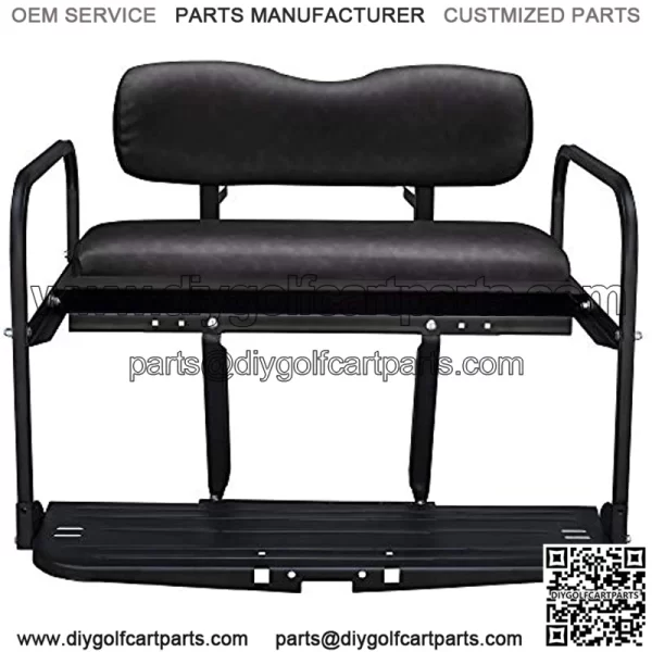Gusto Club Car DS Golf Cart Flip Folding Rear Back Seat Kit - Black - Image 2