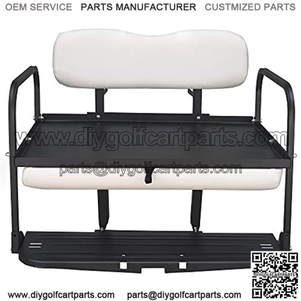 TXT Golf Cart Flip Folding Rear Back Seat Kit - White - Image 4
