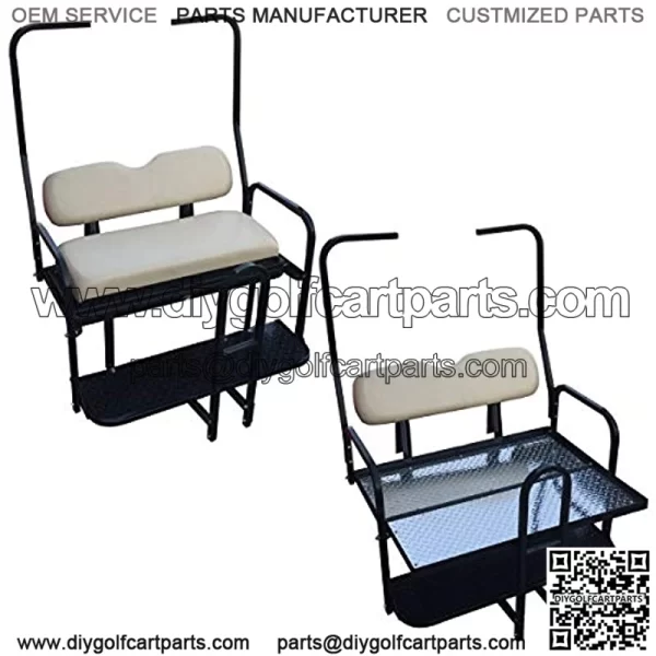 Club Car DS Golf Cart Rear Flip Back Seat Kit for 1982-2000.5 - Factory Buff - Light Tan