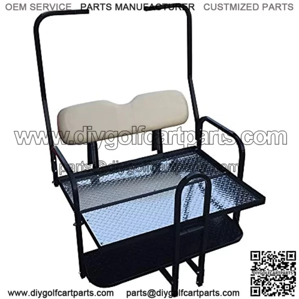 Club Car DS Golf Cart Rear Flip Back Seat Kit for 1982-2000.5 - Factory Buff - Light Tan - Image 3