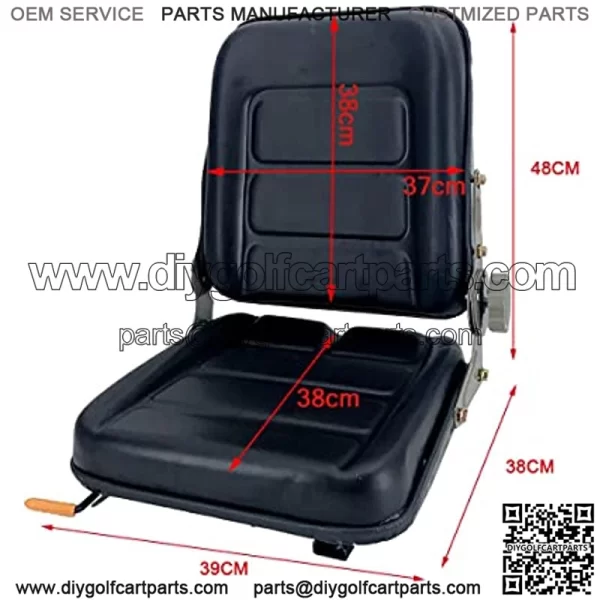 Forklift Seat Adjustable Tractor Seat ATV Seat Suspension Mower Seat Adjustable Back Seat Angle Waterproof PVC for Tractor/Skid Loader/Mower/UTV/ATV/Heavy Mechanical Seat (Black) - Image 3