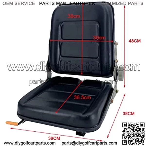 PVC Forklift Seat Suspension Tractor Seat with 140?? Adjustable Back Angle | Black | Fits Excavator Forklift, Tractor, Skid Loader, Backhoe Dozer Telehandler, Heavy Mechanical Seat - Image 4
