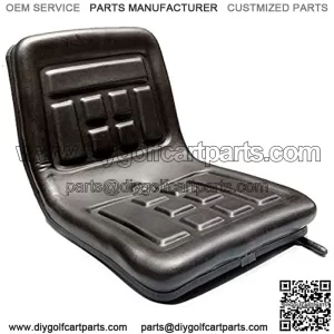 Lawn Mower Tractor Seat with Back Rest, Garden Tractor UTV/ATV Seat PVC Universal Mount, Sliding Track, a Drain Hole, Thick-Padded, Adjustable Waterproof (Black)