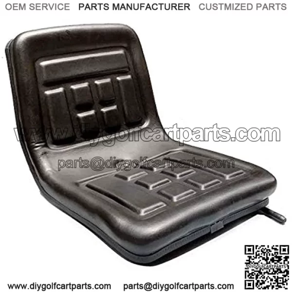 Lawn Mower Tractor Seat with Back Rest, Garden Tractor UTV/ATV Seat PVC Universal Mount, Sliding Track, a Drain Hole, Thick-Padded, Adjustable Waterproof (Black)