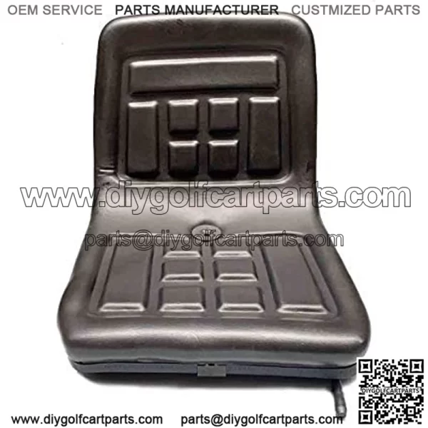 Lawn Mower Tractor Seat with Back Rest, Garden Tractor UTV/ATV Seat PVC Universal Mount, Sliding Track, a Drain Hole, Thick-Padded, Adjustable Waterproof (Black) - Image 2