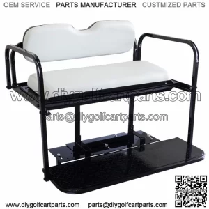 EZGO TXT Golf Cart Flip Folding Rear Back Seat Kit - Oyster White Cushions