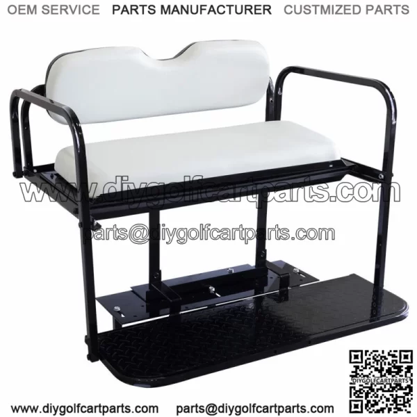 EZGO TXT Golf Cart Flip Folding Rear Back Seat Kit - Oyster White Cushions