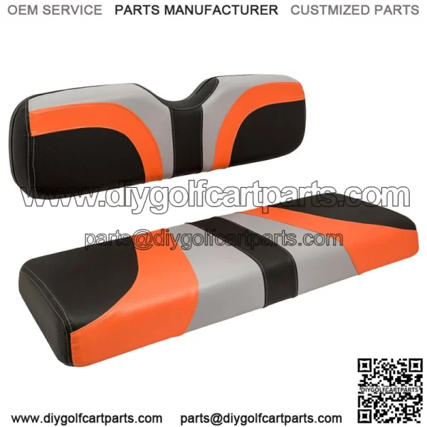 Blade Golf Cart Front Seat Covers for EZGO TXT/T48/RXV - Gray/Orange/Black