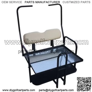 Rear Flip Seat Kit for Club Car Golf Cart DS Model (1982-2000/Buff) w/t Grab Bar