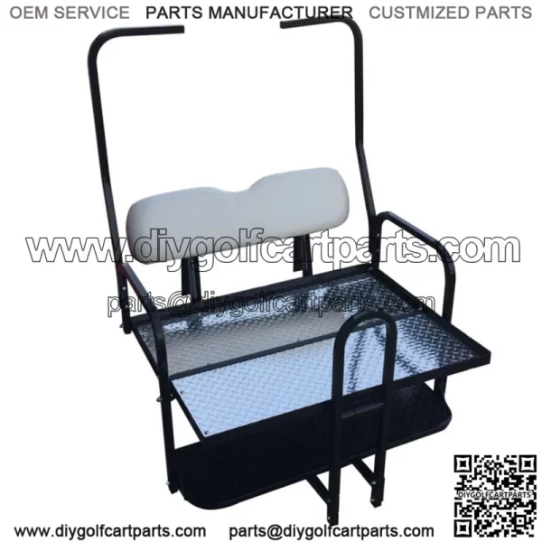 Rear Flip Seat Kit for Club Car Golf Cart DS Model(1982-2000/White)with grab bar