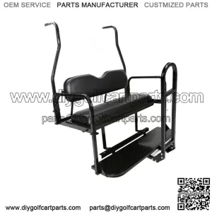 Folding Rear Flip Seat Kit w/Grab Bar for Club Car Golf Cart DS 2001-2013 Black