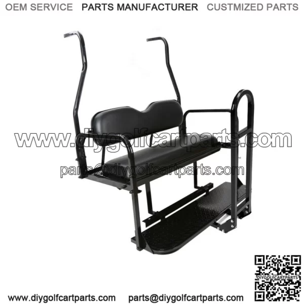 Folding Rear Flip Seat Kit w/Grab Bar for Club Car Golf Cart DS 2001-2013 Black