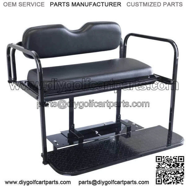 Yamaha Drive2 Golf Cart Flip Folding Rear Back Seat Kit - Black Cushions