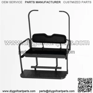 Club Car DS Old Black Rear Flip Seat with Roof Supports (1982-2000.5)