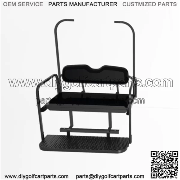 Club Car DS Old Black Rear Flip Seat with Roof Supports (1982-2000.5)