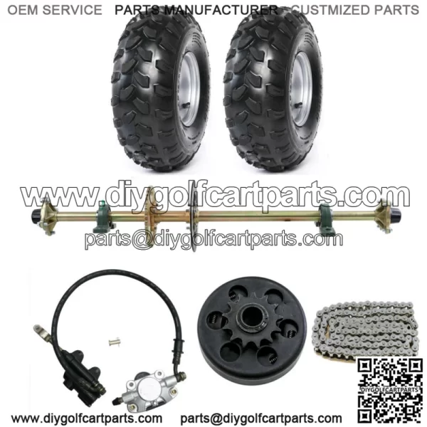 44" Go Kart Rear Axle Kit 428 Clutch Sprocket Rotor Wheel Hub ATV Cart 8" Wheels