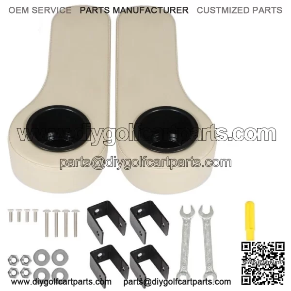 Golf Cart Armrest with Cup Holder Fits For EZGO Club Car Yamaha Black/Beige/Gray - Image 2